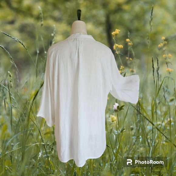 NWT LUNGO L'ARNO White Linen Tunic size 1X - Picture 4 of 9